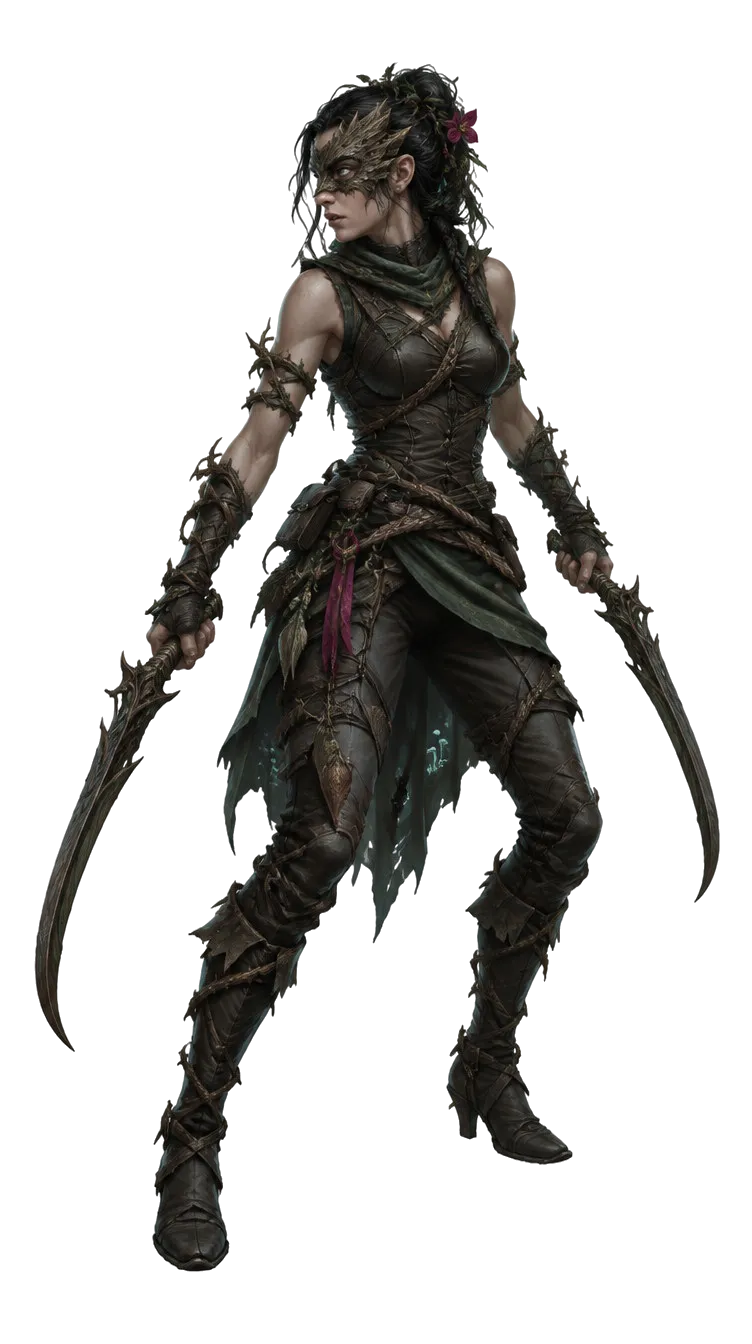 Thornblade dengan dua pedang kayu duri